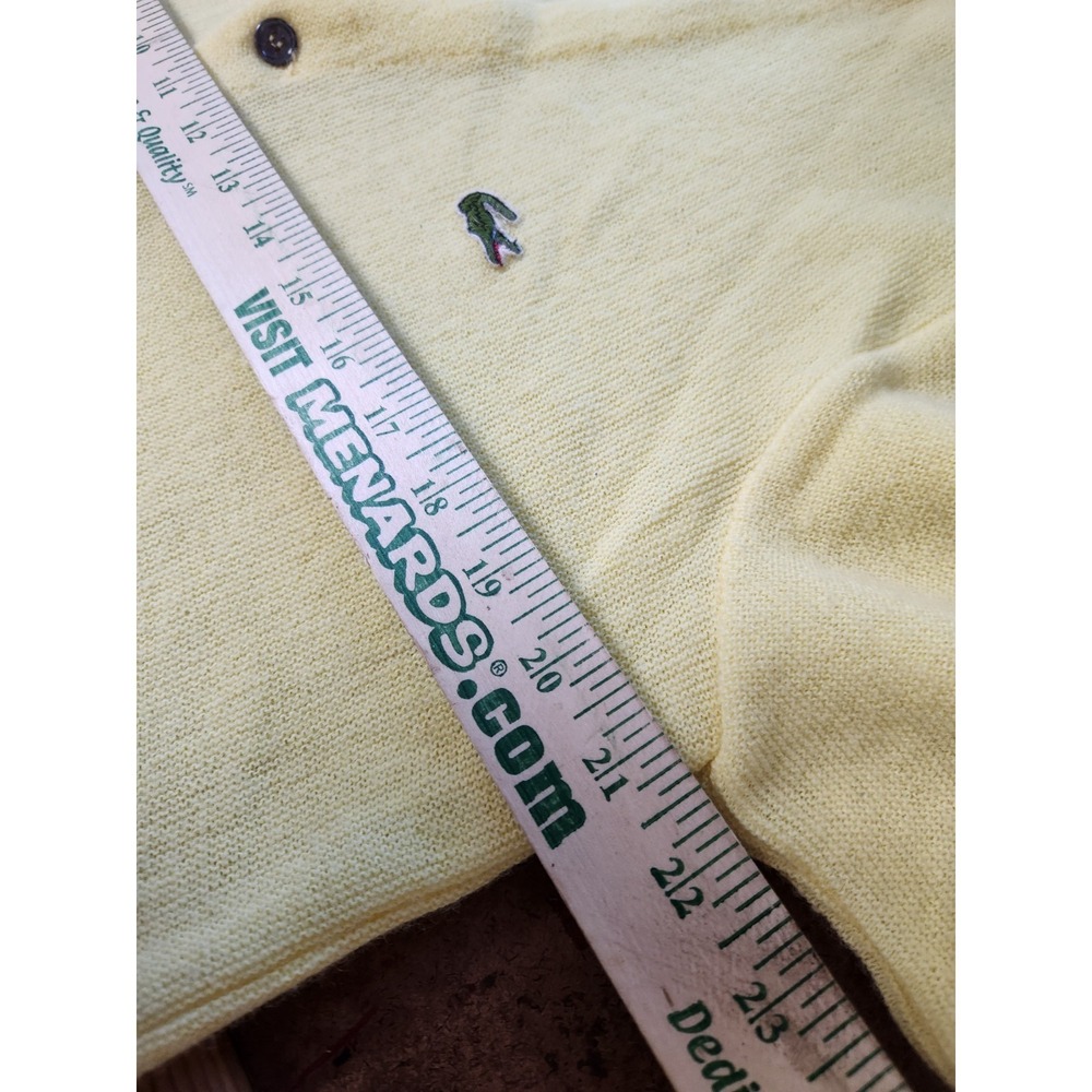 Vintage Izod Lacoste Cardigan Sweater Medium Yellow Preppy 90's Academia - Picture 12 of 14